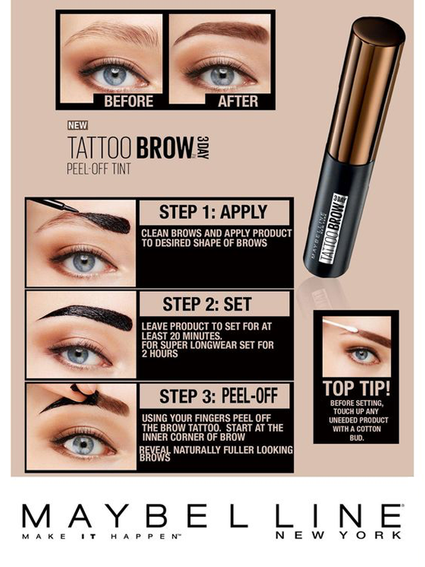 MAYBELLINE - Tattoo Brow Peel Off Eyebrow Tint - JUDI APRIL Maybelline  Tattoo Brow Peel Off Eyebrow Tint Medium Brown
